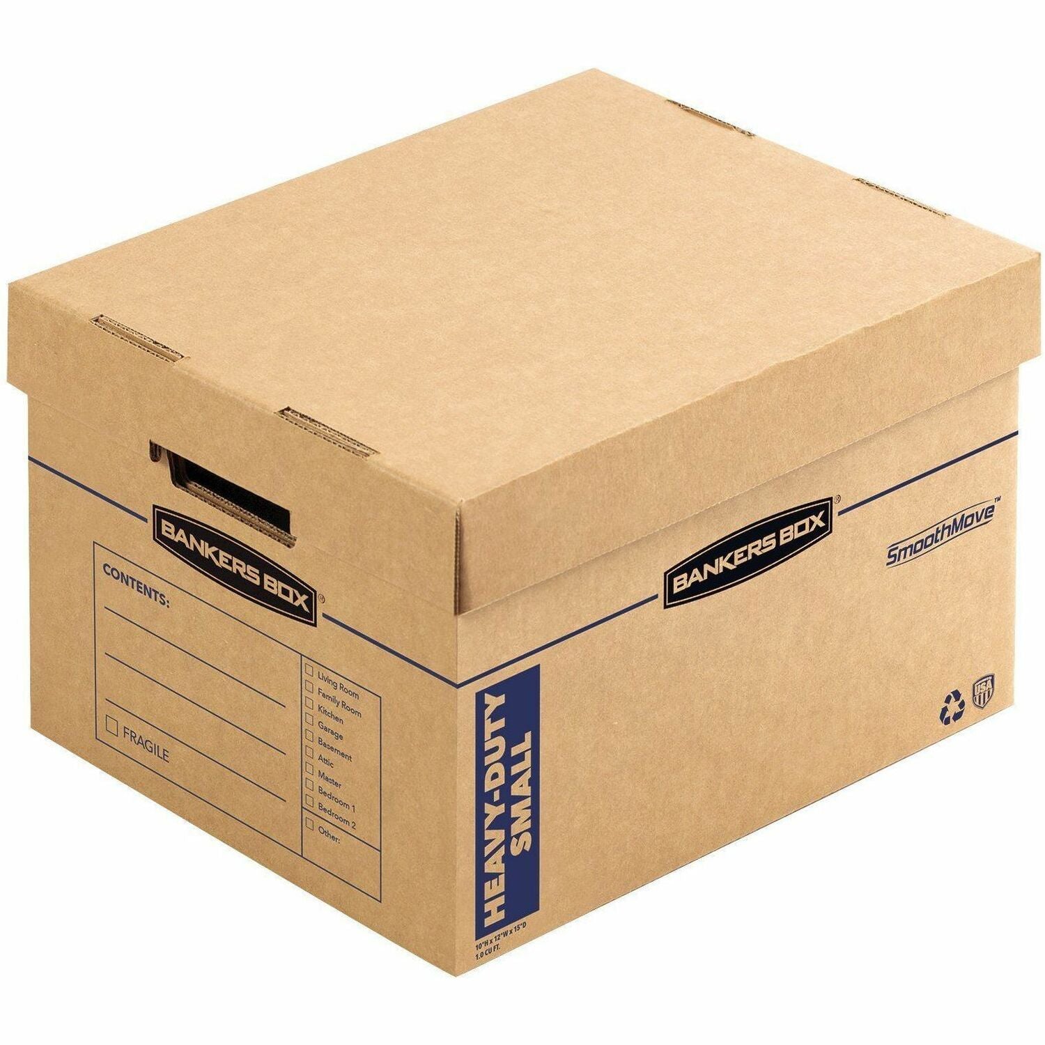 Bankers Box SmoothMove Maximum Strength Moving Boxes, Kraft, Corrugated Paper, Triple Wall, Lift-off Lid, Stackable, Reinforced Handles, 8 Boxes per Carton