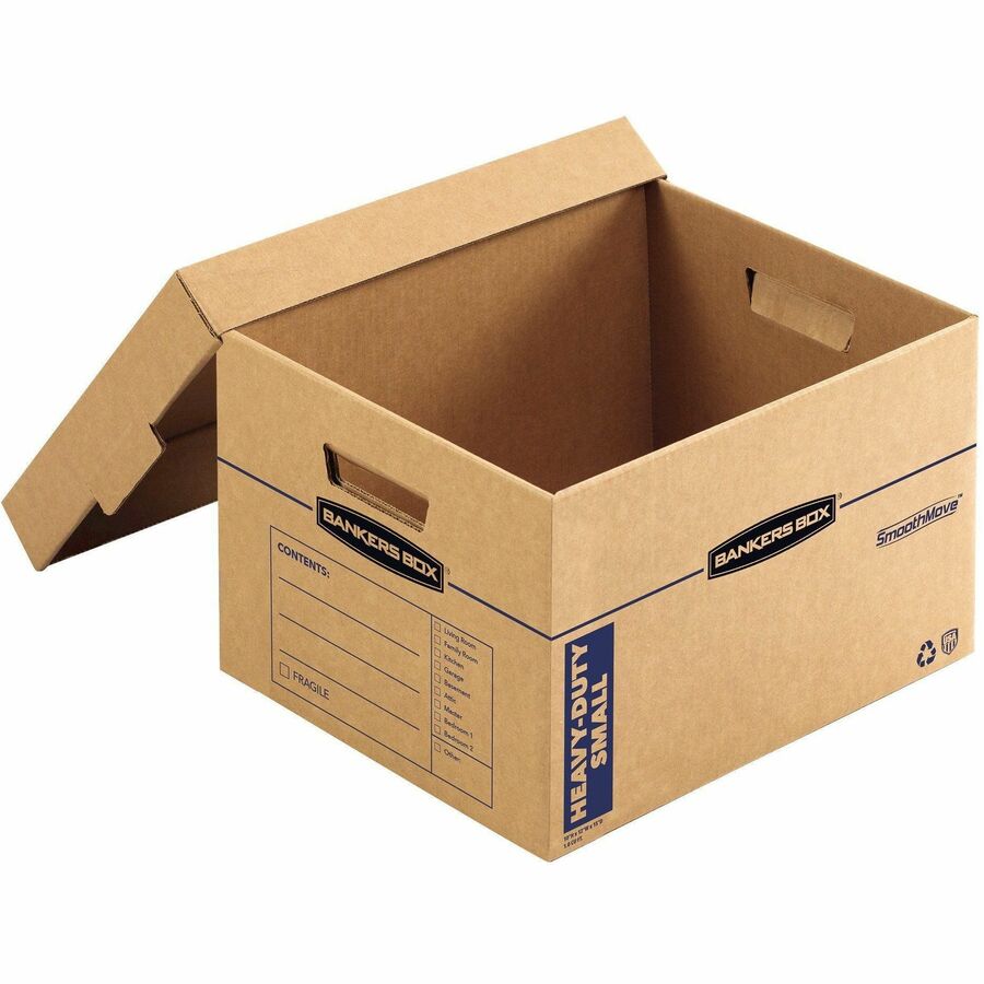 Bankers Box SmoothMove Maximum Strength Moving Boxes, Kraft, Corrugated Paper, Triple Wall, Lift-off Lid, Stackable, Reinforced Handles, 8 Boxes per Carton