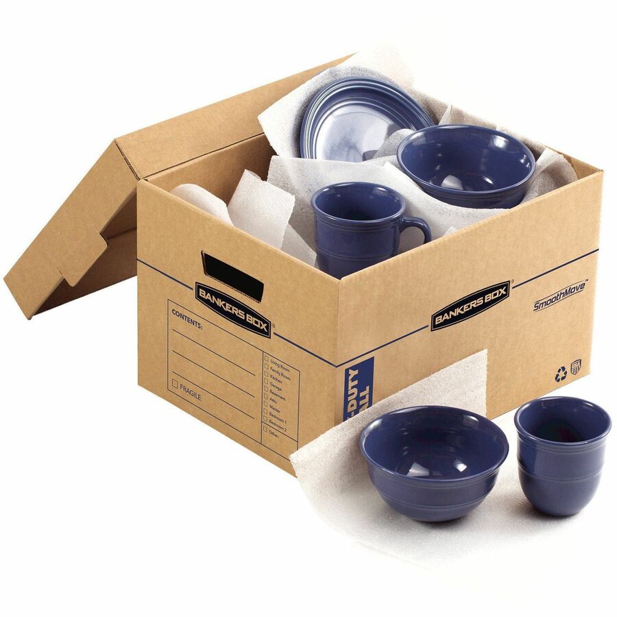 Bankers Box SmoothMove Maximum Strength Moving Boxes, Kraft, Corrugated Paper, Triple Wall, Lift-off Lid, Stackable, Reinforced Handles, 8 Boxes per Carton