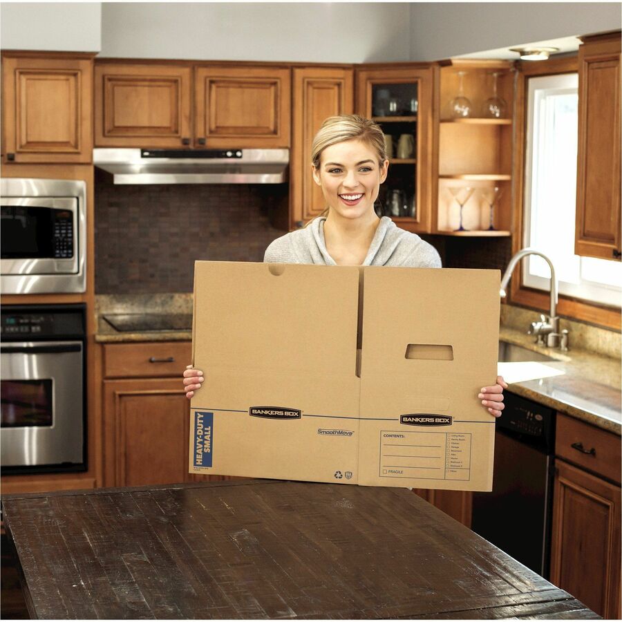 Bankers Box SmoothMove Maximum Strength Moving Boxes, Kraft, Corrugated Paper, Triple Wall, Lift-off Lid, Stackable, Reinforced Handles, 8 Boxes per Carton
