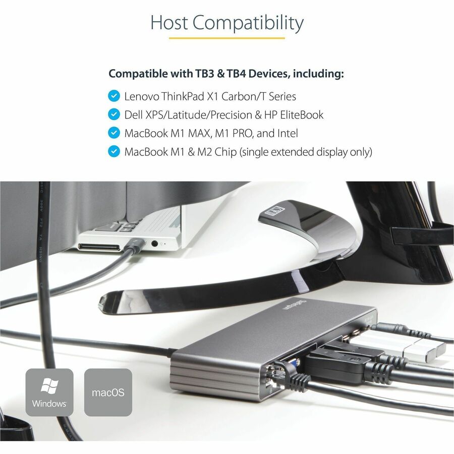 StarTech.com Thunderbolt 3 Dock - Mac & Windows - Dual 4K60Hz - 85W Power Delivery