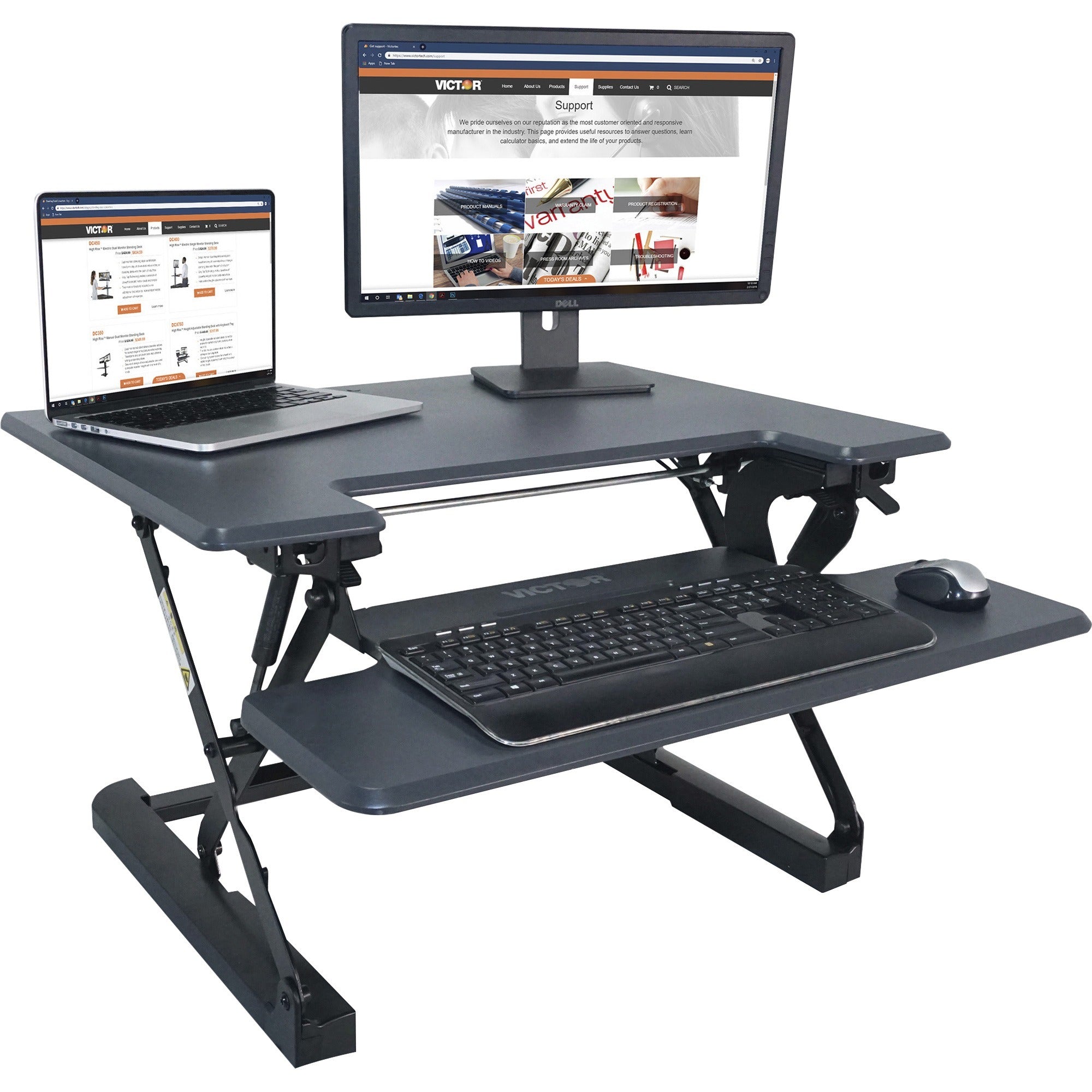 21" Height x 31" Width x 23" Depth - Desktop, Tabletop - Wood, Steel, Laminate - Charcoal Gray, Black