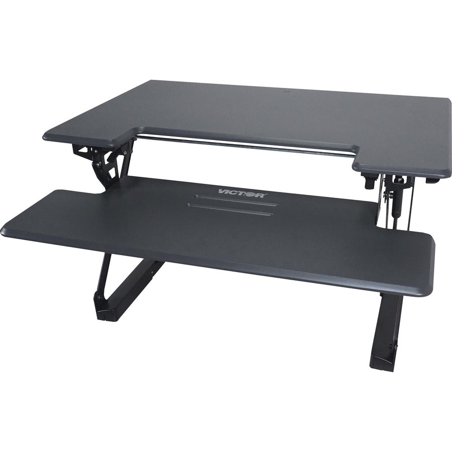 21" Height x 31" Width x 23" Depth - Desktop, Tabletop - Wood, Steel, Laminate - Charcoal Gray, Black