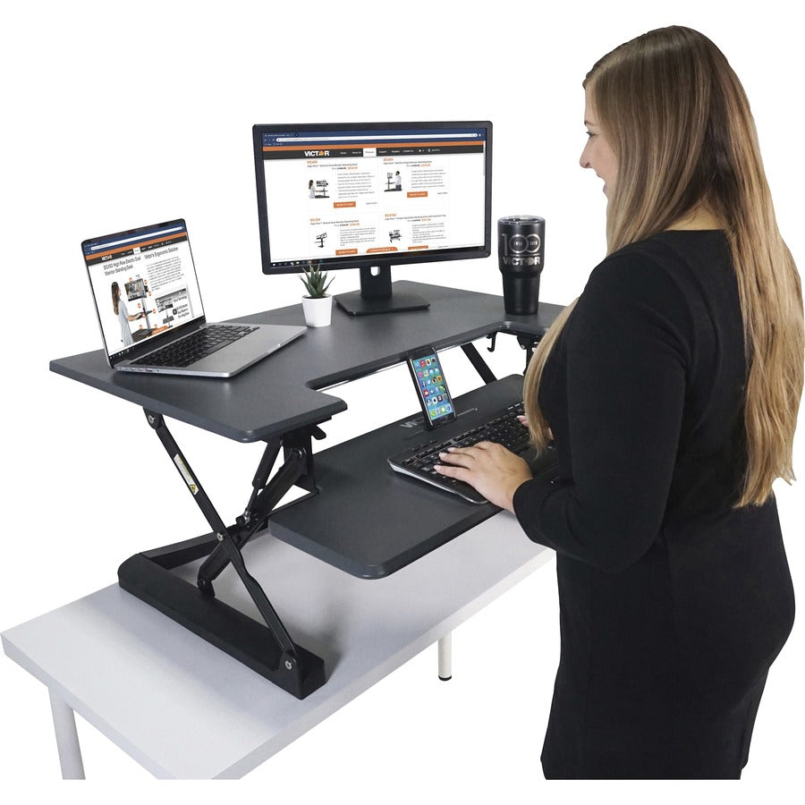 21" Height x 31" Width x 23" Depth - Desktop, Tabletop - Wood, Steel, Laminate - Charcoal Gray, Black