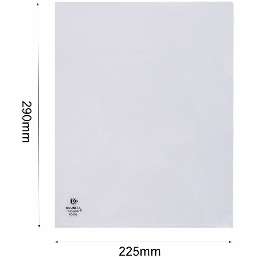 Business Source Letter File Sleeve - 8 1/2" x 11" - 20 Sheets Capacity - Clear - 10 / Pack