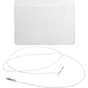 Business Source Elastic Cord Hanging Name Badges - 4" x 3" - Durable, Reusable - White, Clear - 50/Box - 5 / Bundle