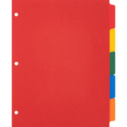 Business Source Plain Tab Color Polyethylene Index Dividers, 5-Tab, Assorted Colors, Letter Size, 3-Hole Punched, 1 Set