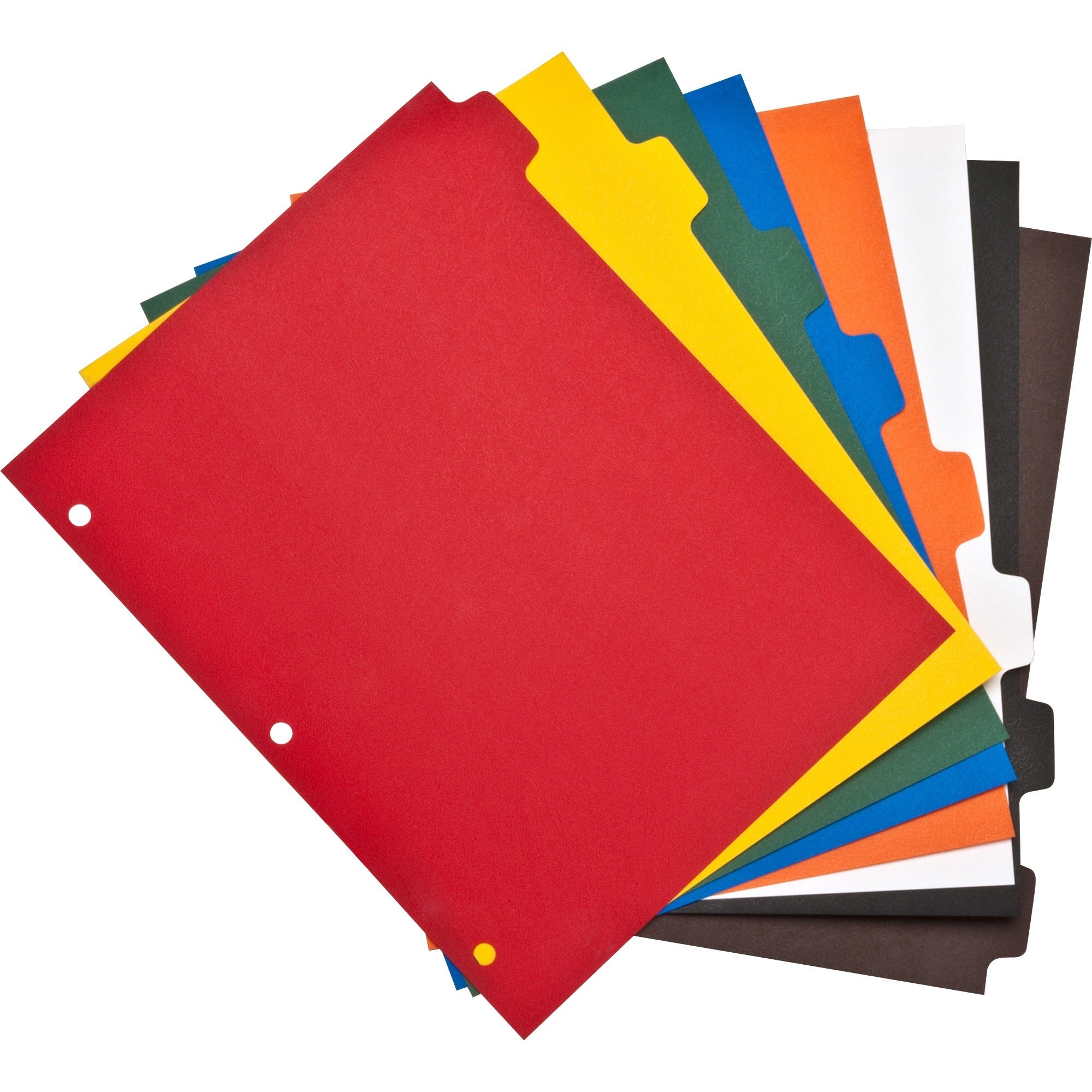 Business Source Plain Tab Color Polyethylene Index Dividers, 8 Tabs, Assorted Colors, Letter Size, 3-Hole Punched, 1 Set