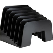 Business Source 6-slot Inclined Desk Step Sorter - 6 Compartment(s) - 6.50" Height x 8" Width x 7.75" Depth - Desktop - 25% Recycled - Black - Plastic - 1 Each