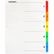 Business Source Table of Content Quick Index Dividers - Printed Tab(s) - Digit - 1-5 - 5 Tab(s)/Set - 8.5" Divider Width x 11" Divider Length - 3 Hole Punched - Multicolor Mylar Divider - Multicolor Mylar Tab(s) - 1 Set