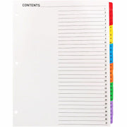 Business Source Table of Content Quick Index Dividers - Printed Tab(s) - Digit - 1-31 - 31 Tab(s)/Set - 8.5" Divider Width x 11" Divider Length - 3 Hole Punched - Multicolor Divider - Multicolor Mylar Tab(s) - 1 Set