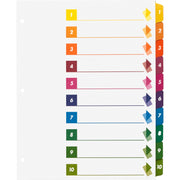 Business Source Color-coded Table of Contents/Tabs Index Dividers - Printed Tab(s) - Digit - 1-10 - 10 Tab(s)/Set - 3 Hole Punched - Multicolor Divider - Multicolor Mylar Tab(s) - Tear Resistant, Reinforced, Punched - 1 Box