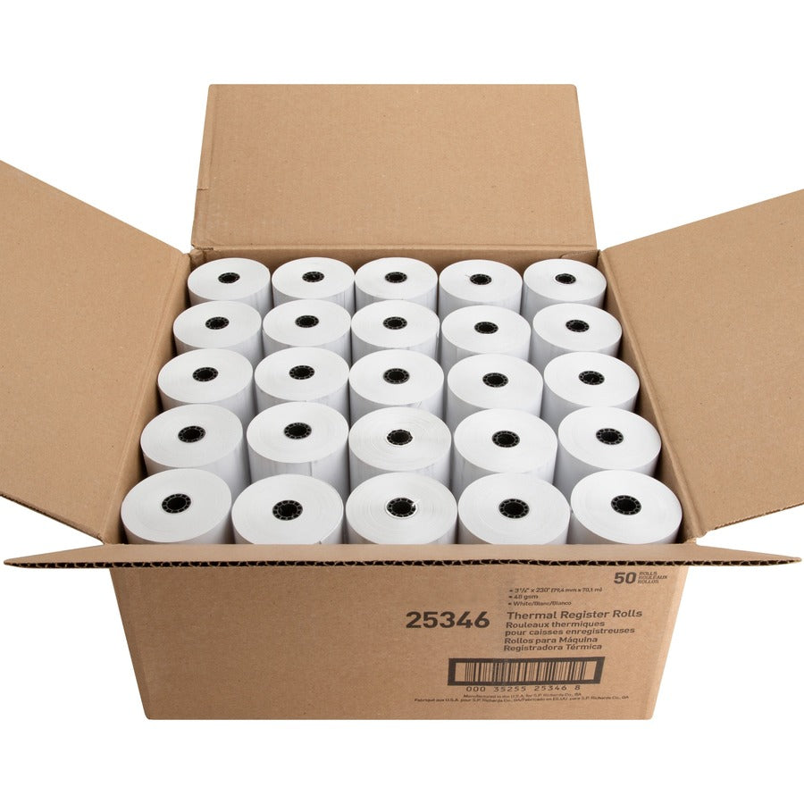Business Source Thermal Paper - 3 1/8" x 230 ft - 48 g/m² Grammage - Smooth - White - 50 / Carton