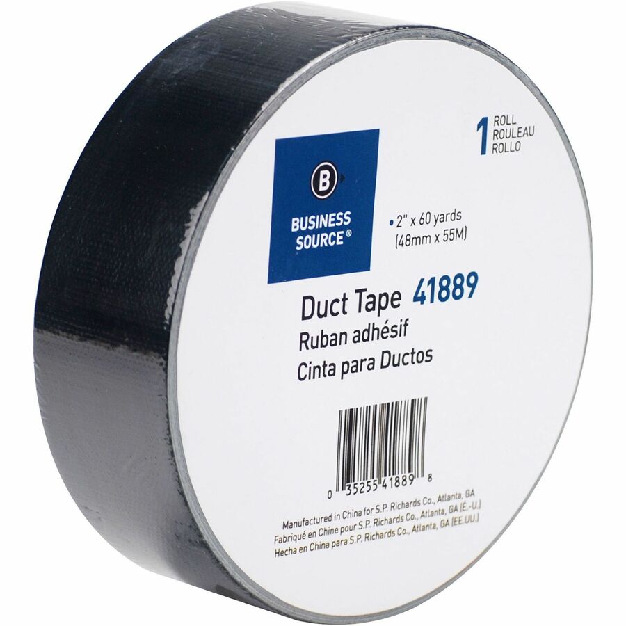 Business Source General-purpose Duct Tape - 60 yd Length x 2" Width x 9 mil Thickness - Black - For Indoor, Outdoor, General Purpose, Wrapping, Sealing, Multi Surface, Rough Surface, Smooth Surface - 1 Roll