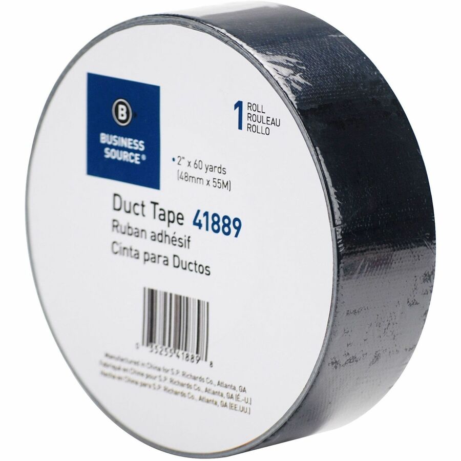 Business Source General-purpose Duct Tape - 60 yd Length x 2" Width x 9 mil Thickness - Black - For Indoor, Outdoor, General Purpose, Wrapping, Sealing, Multi Surface, Rough Surface, Smooth Surface - 1 Roll
