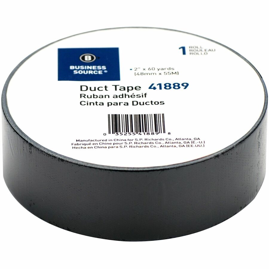 Business Source General-purpose Duct Tape - 60 yd Length x 2" Width x 9 mil Thickness - Black - For Indoor, Outdoor, General Purpose, Wrapping, Sealing, Multi Surface, Rough Surface, Smooth Surface - 1 Roll