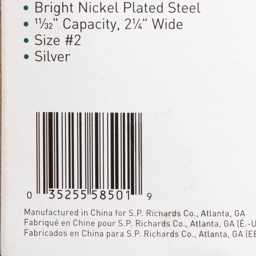 Business Source Bulldog Grip Clips - No. 2 - 2.3" Width - for Paper - Heavy Duty - Silver - 36 / Box
