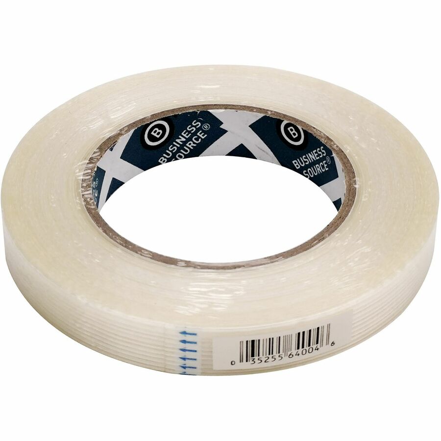 Business Source Filament Tape - 60 yd Length x 0.75" Width - 3" Core - White - Fiberglass Filament - For Reinforcing - 1 Roll