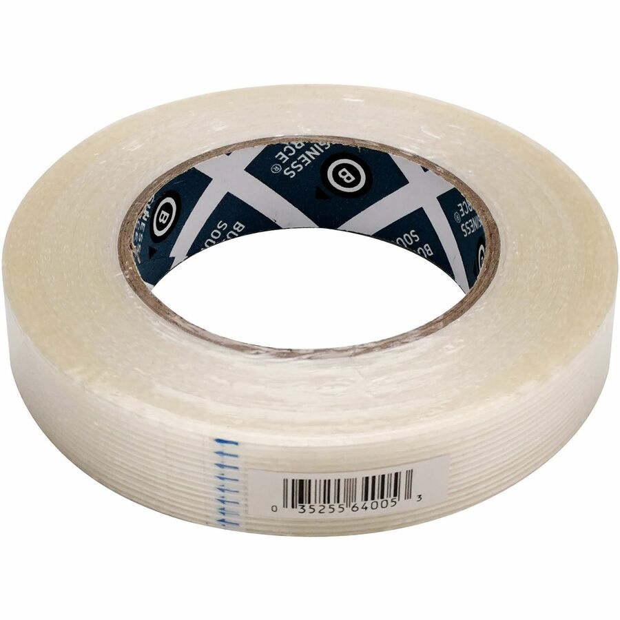 Business Source Filament Tape - 60 yd Length x 1" Width - 3" Core - White - Fiberglass Filament - For Reinforcing - 1 Roll