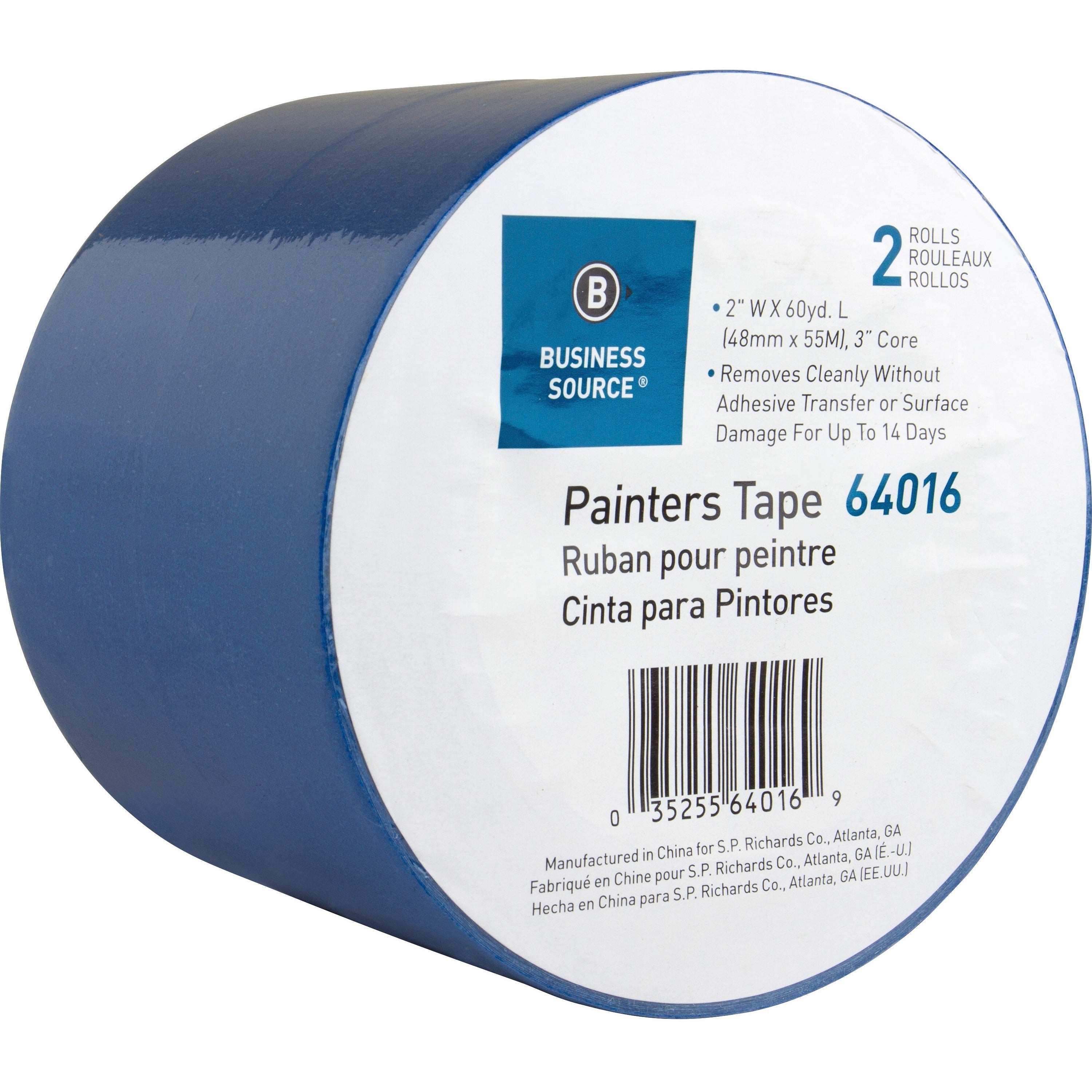 Business Source Multisurface Painter's Tape - 60 yd Length x 2" Width x 5.5 mil Thickness - Blue - 1 Pack