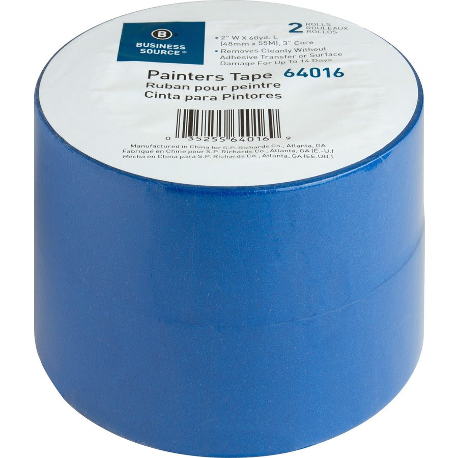 Business Source Multisurface Painter's Tape - 60 yd Length x 2" Width x 5.5 mil Thickness - Blue - 1 Pack