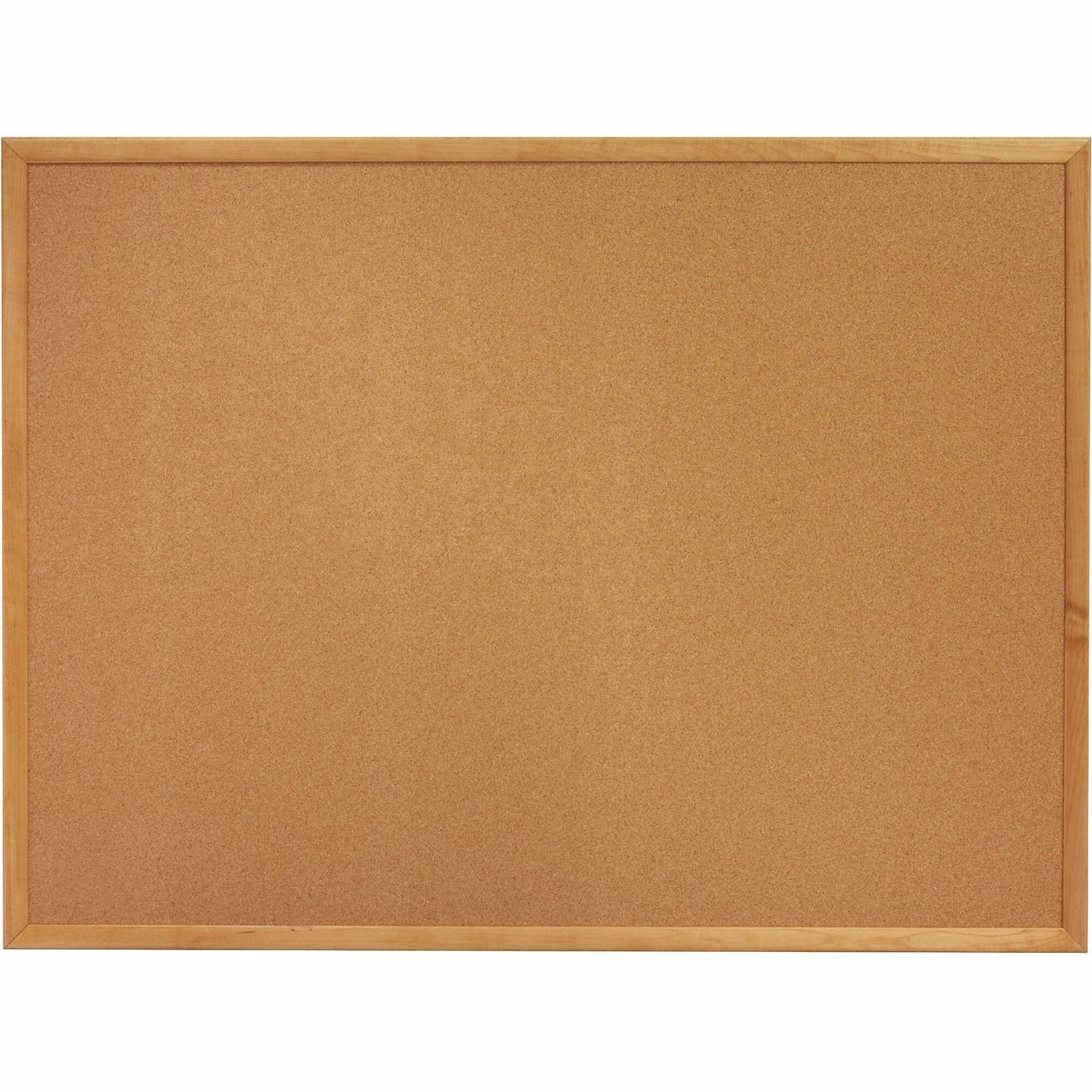 Lorell Bulletin Board - 24" Board Height x 36" Board Width - Cork Surface - Long Lasting, Warp Resistant - Brown Oak Frame - 1 Each