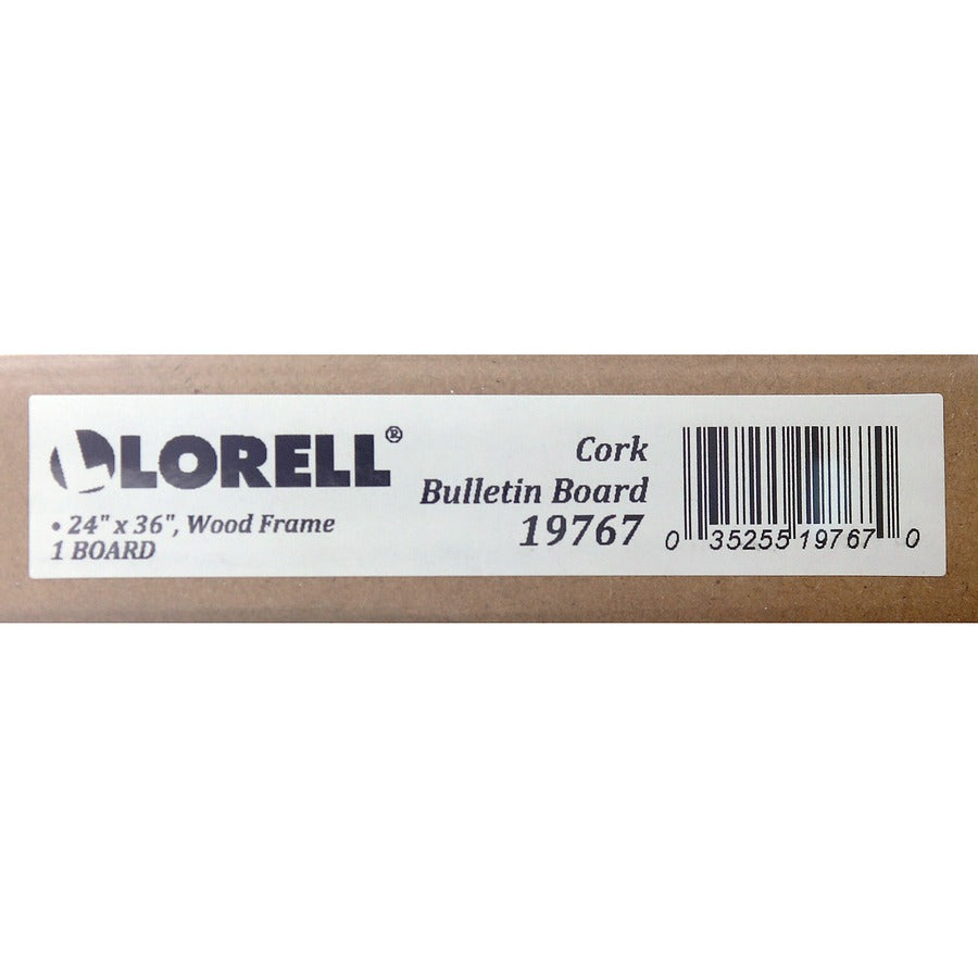 Lorell Bulletin Board - 24" Board Height x 36" Board Width - Cork Surface - Long Lasting, Warp Resistant - Brown Oak Frame - 1 Each