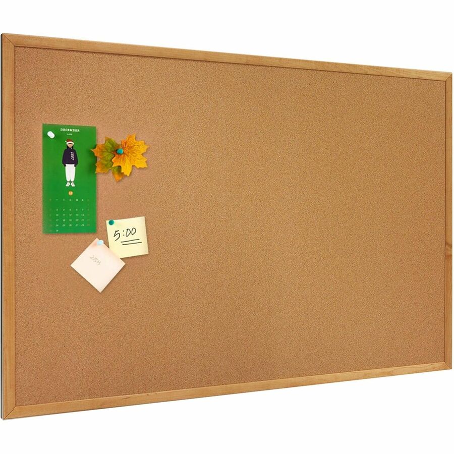 Lorell Bulletin Board - 36" Board Height x 48" Board Width - Cork Surface - Long Lasting, Warp Resistant - Brown Oak Frame - 1 Each