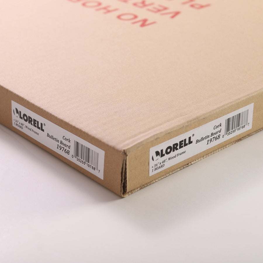 Lorell Bulletin Board - 36" Board Height x 48" Board Width - Cork Surface - Long Lasting, Warp Resistant - Brown Oak Frame - 1 Each