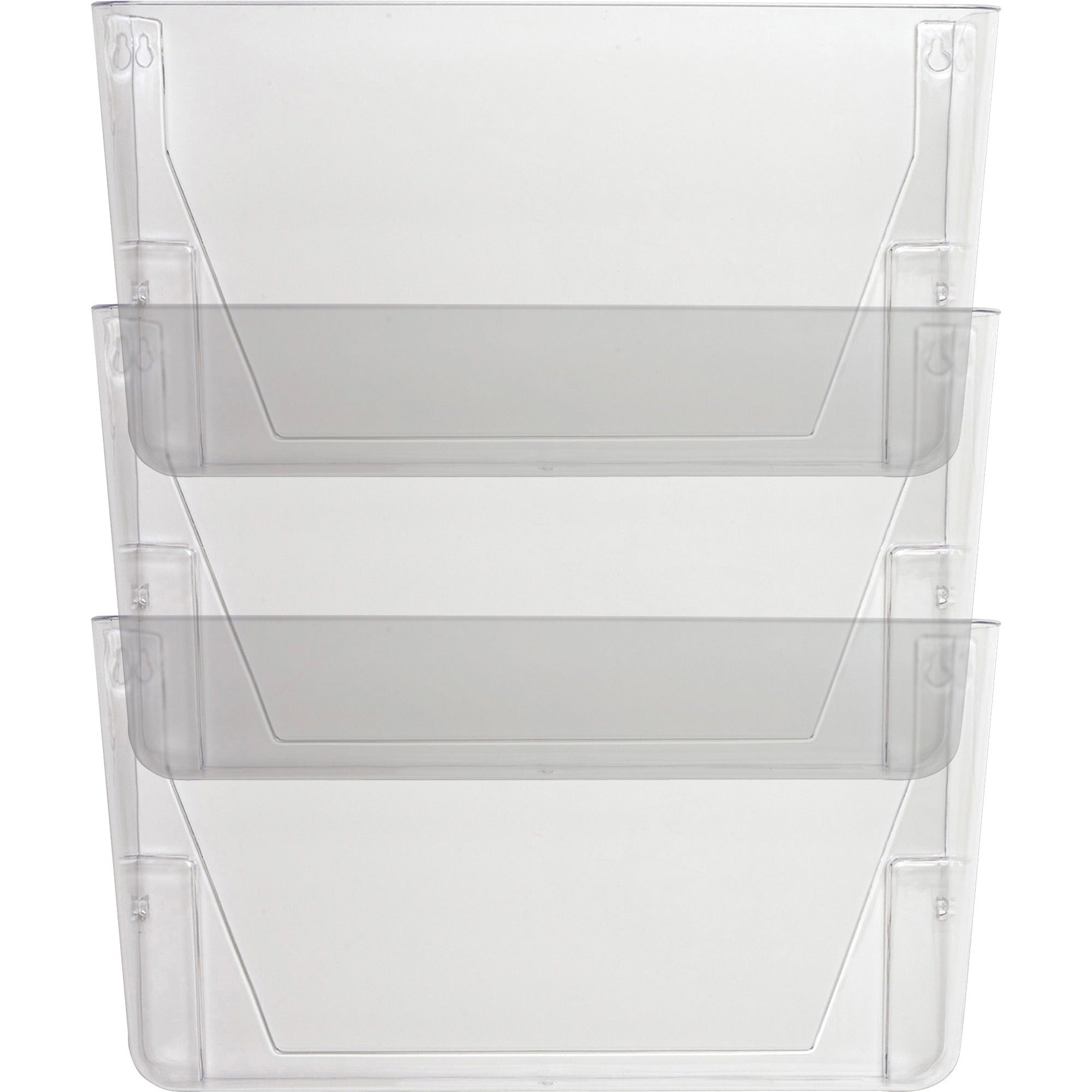 Lorell Wall File Pockets - 14.75" Height x 13.13" Width x 4.25" Depth - Clear - 3 / Pack