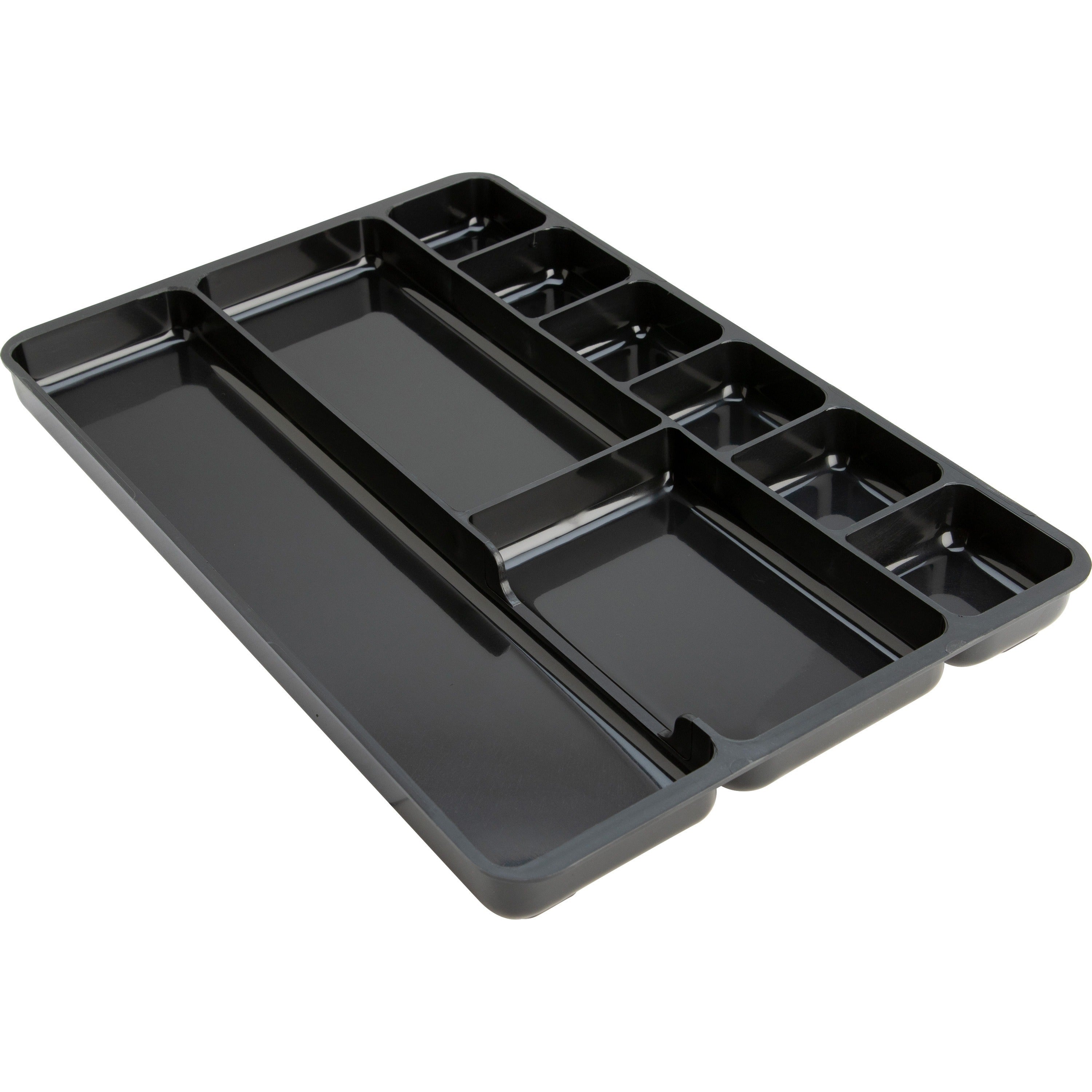 Lorell Drawer Tray Organizer - 9 Compartment(s) - 1.25" Height x 14" Width x 9.38" Depth - Black - 1 Each