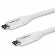 StarTech.com USB Data Transfer Cable, USB 2.0 Type-C Male to Male, 13.12 ft, 480 Mbit/s, Shielded, Nickel Plated Connectors, 24/26 AWG, White, 1 Each