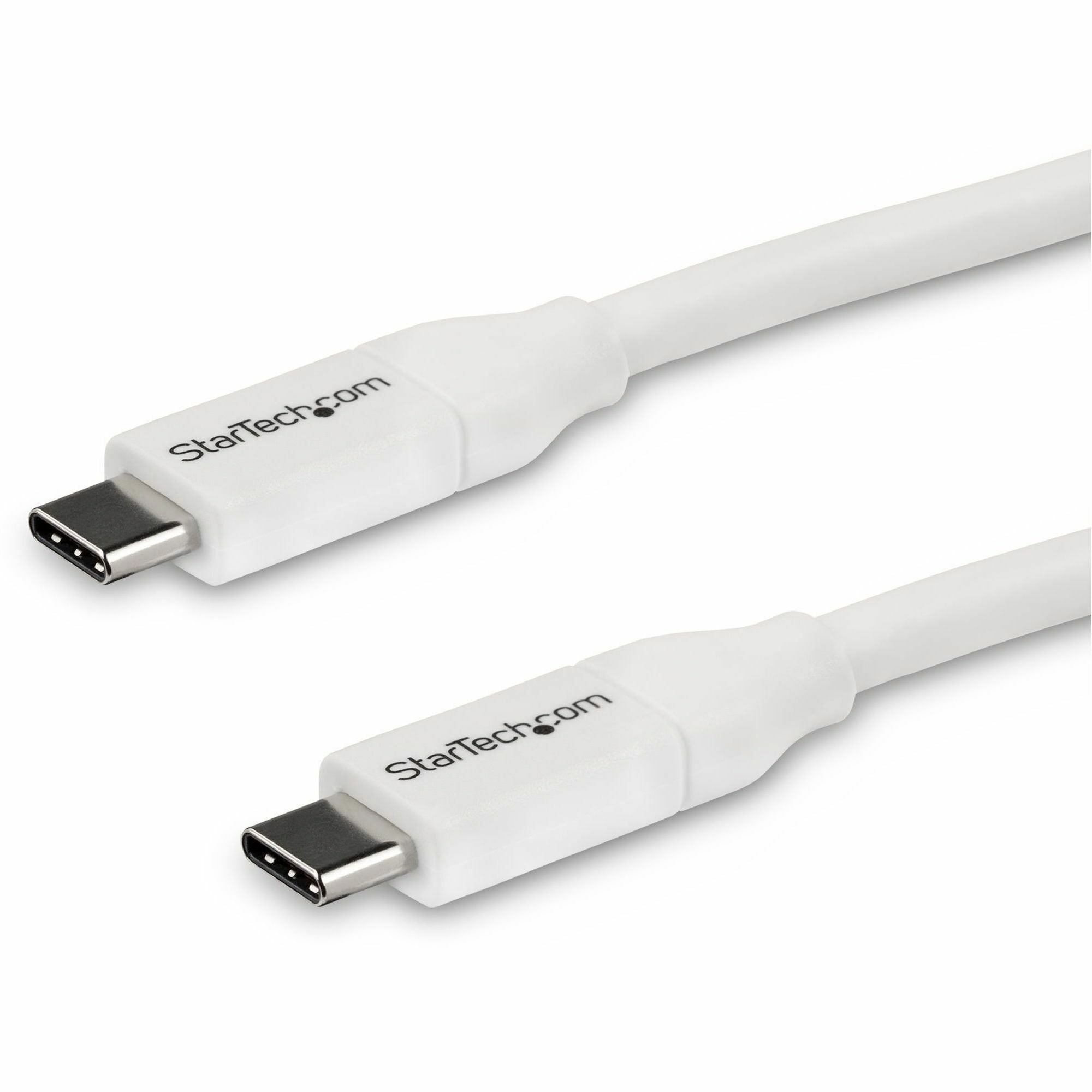 StarTech.com USB Data Transfer Cable, USB 2.0 Type-C Male to Male, 13.12 ft, 480 Mbit/s, Shielded, Nickel Plated Connectors, 24/26 AWG, White, 1 Each