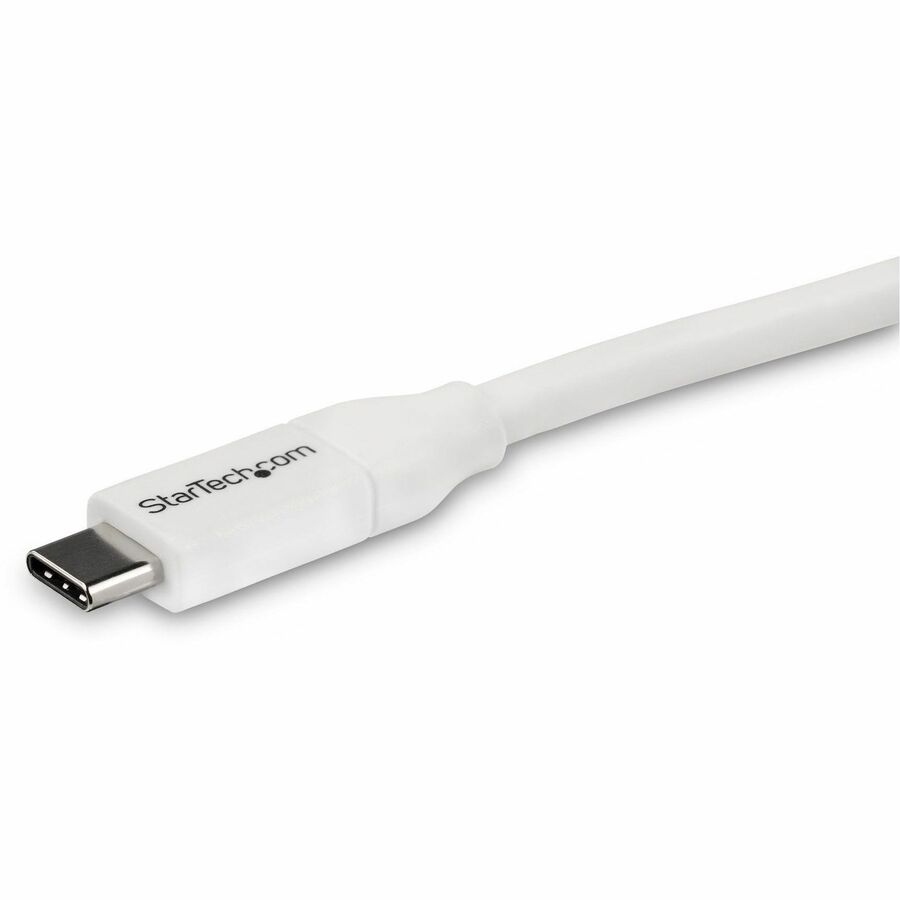 StarTech.com USB Data Transfer Cable, USB 2.0 Type-C Male to Male, 13.12 ft, 480 Mbit/s, Shielded, Nickel Plated Connectors, 24/26 AWG, White, 1 Each