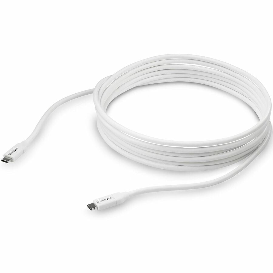 StarTech.com USB Data Transfer Cable, USB 2.0 Type-C Male to Male, 13.12 ft, 480 Mbit/s, Shielded, Nickel Plated Connectors, 24/26 AWG, White, 1 Each