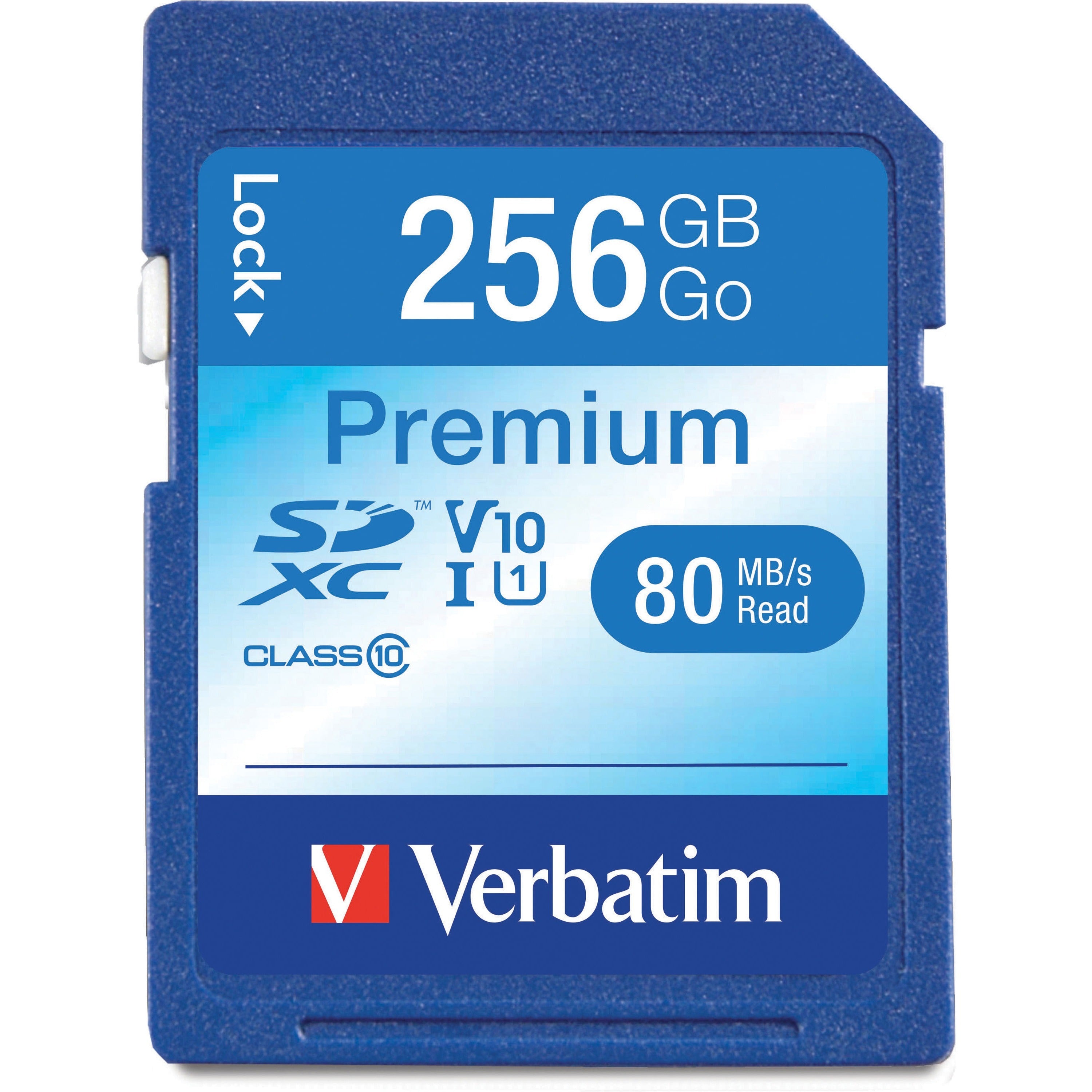 Verbatim Premium 256 GB Class 10/UHS-I (U1) SDXC - 1 Each - TAA Compliant