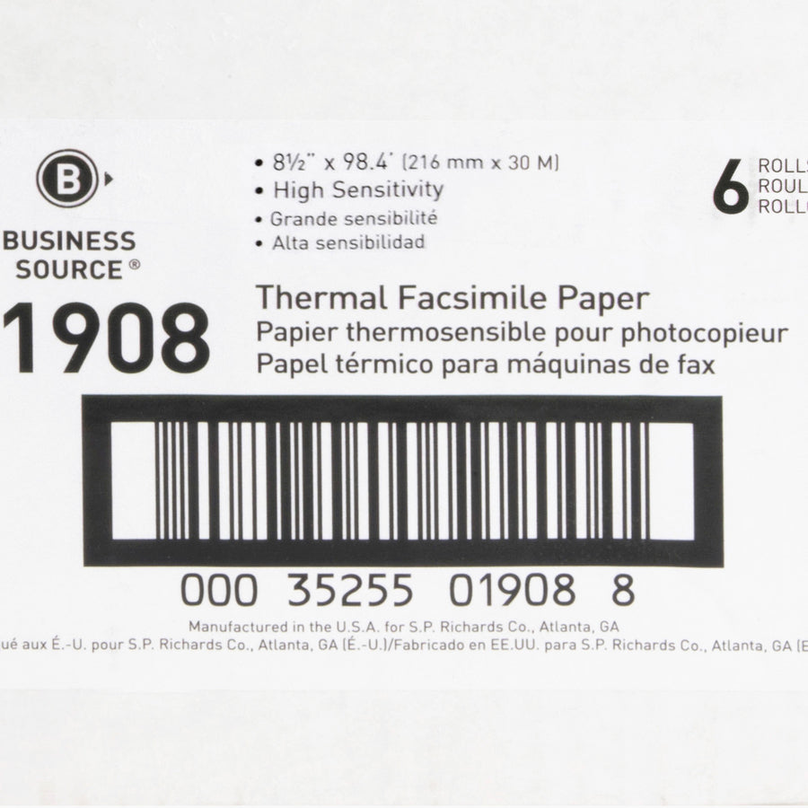 Business Source Thermal Fax Paper Rolls