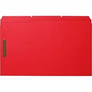 Business Source 1/3 Tab Cut Legal Recycled Fastener Folder - 8 1/2" x 14" - 3/4" Expansion - 2 Fastener(s) - 2" Fastener Capacity - Top Tab Location - Assorted Tab Position - 11 pt. - Red - 10% Recycled - 50 / Box
