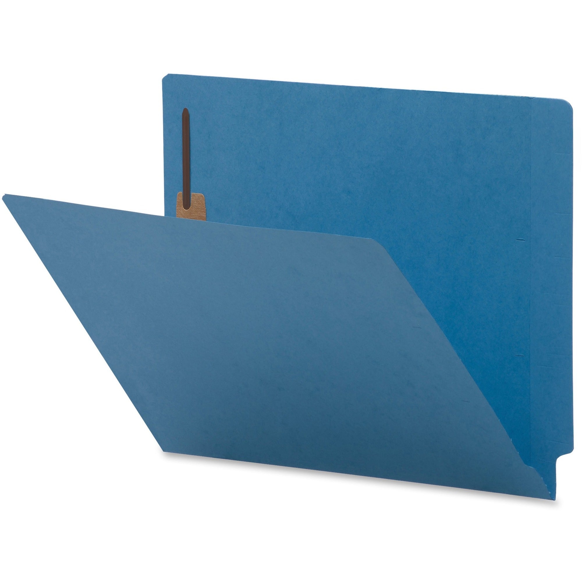 8 1/2" x 11" - 2 Fastener(s) - End Tab Location - Blue - 10% Recycled - 50 / Box