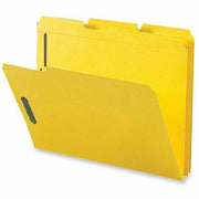Business Source 1/3 Tab Cut Letter Recycled Fastener Folders, Yellow, 8.5" x 11", 3/4" Expansion, 2 Fasteners, 2" Capacity, Reinforced Tab, 11 pt., 10% Recycled, 50/Box