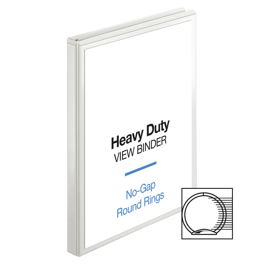 Business Source Round-ring View Binder, 1/2" Capacity, Letter Size (8.5" x 11"), 125 Sheet Capacity, 2 Internal Pockets, White, Polypropylene/Chipboard, Clear Overlay, 1 Each