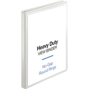 Business Source Round-ring View Binder, 1/2" Capacity, Letter Size (8.5" x 11"), 125 Sheet Capacity, 2 Internal Pockets, White, Polypropylene/Chipboard, Clear Overlay, 1 Each