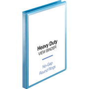 Business Source Round-ring View Binder, 1/2" Capacity, Letter Size (8.5" x 11"), 125 Sheet Capacity, 2 Internal Pockets, Light Blue, Polypropylene/Chipboard, Clear Overlay, 1 Each