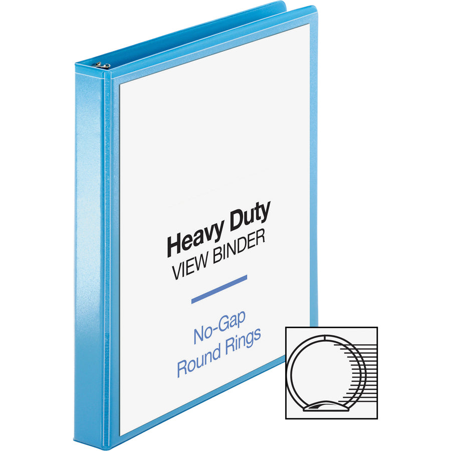 Business Source Round-ring View Binder, 1" Capacity, Letter Size (8.5" x 11"), 225 Sheet Capacity, 2 Internal Pockets, Light Blue, 1 Each