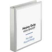 Business Source Round-ring View Binder, 1 1/2" Binder Capacity, Letter Size (8 1/2" x 11"), 350 Sheet Capacity, 2 Internal Pockets, White, Polypropylene/Chipboard, Clear Overlay, 1 Each