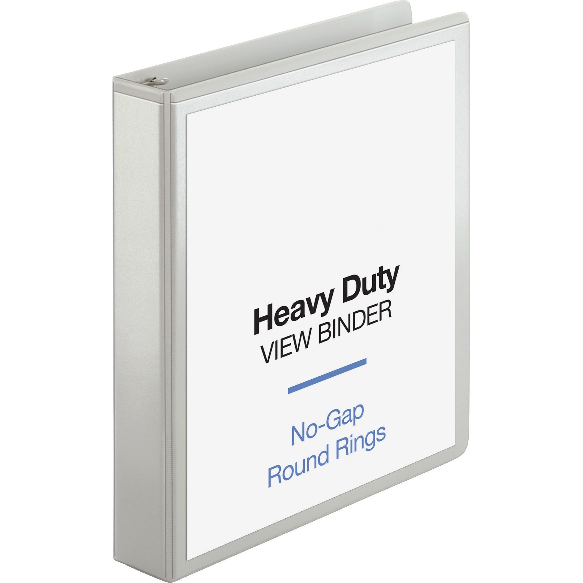Business Source Round-ring View Binder, 1 1/2" Binder Capacity, Letter Size (8 1/2" x 11"), 350 Sheet Capacity, 2 Internal Pockets, White, Polypropylene/Chipboard, Clear Overlay, 1 Each