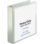 Business Source Round-ring View Binder, 2" Capacity, Letter Size (8.5" x 11"), 475 Sheet Capacity, 2 Internal Pockets, White, Polypropylene and Chipboard, Clear Overlay, 1 Each