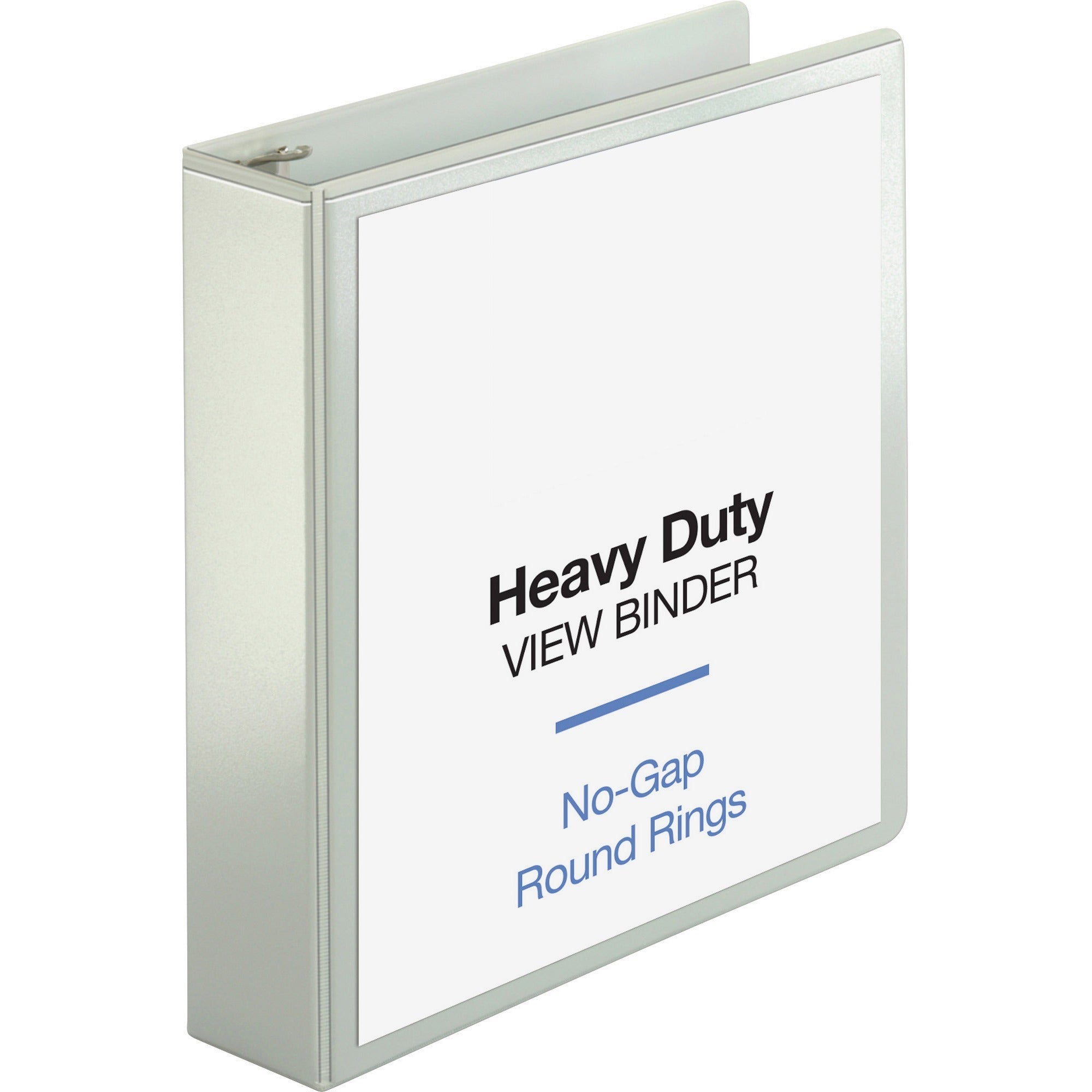Business Source Round-ring View Binder, 2" Capacity, Letter Size (8.5" x 11"), 475 Sheet Capacity, 2 Internal Pockets, White, Polypropylene and Chipboard, Clear Overlay, 1 Each