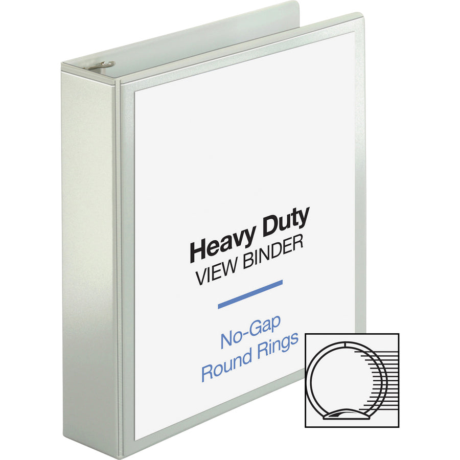 Business Source Round-ring View Binder, 2" Capacity, Letter Size (8.5" x 11"), 475 Sheet Capacity, 2 Internal Pockets, White, Polypropylene and Chipboard, Clear Overlay, 1 Each