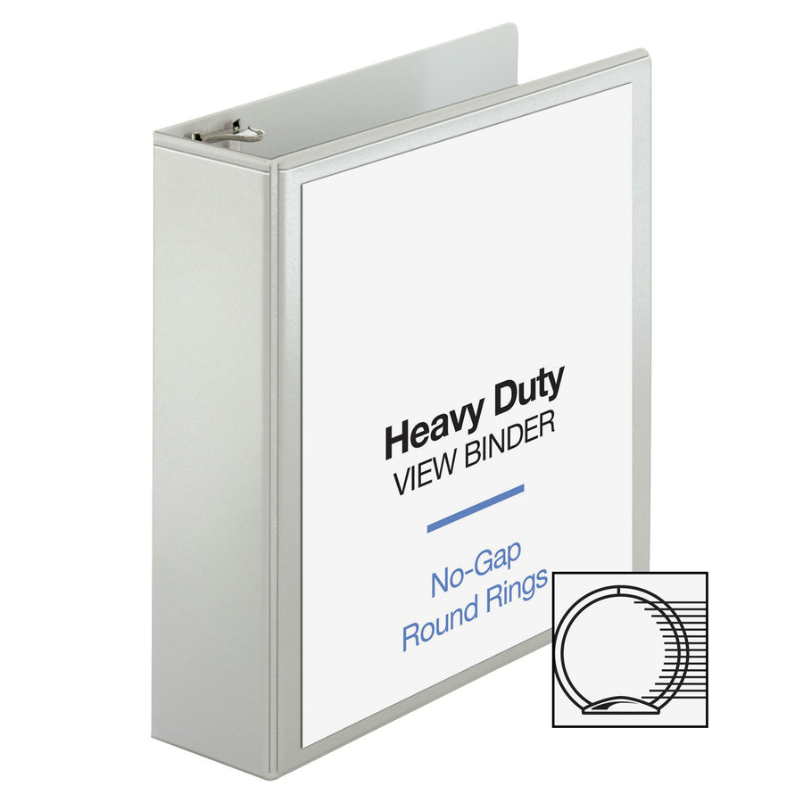 Business Source Round-ring View Binder, 3" Capacity, Letter Size, 625 Sheet Capacity, 2 Internal Pockets, White, 1 Each